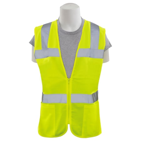 Deltaplus Safety Vest, Womens Fit, Mesh, Class 2, S720, Hi-Viz Lime, 4XL 61921